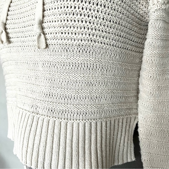 Aeropostale Knit Cropped Hooded Sweater Cream Womens Sz Medium Boho - Picture 4 of 14